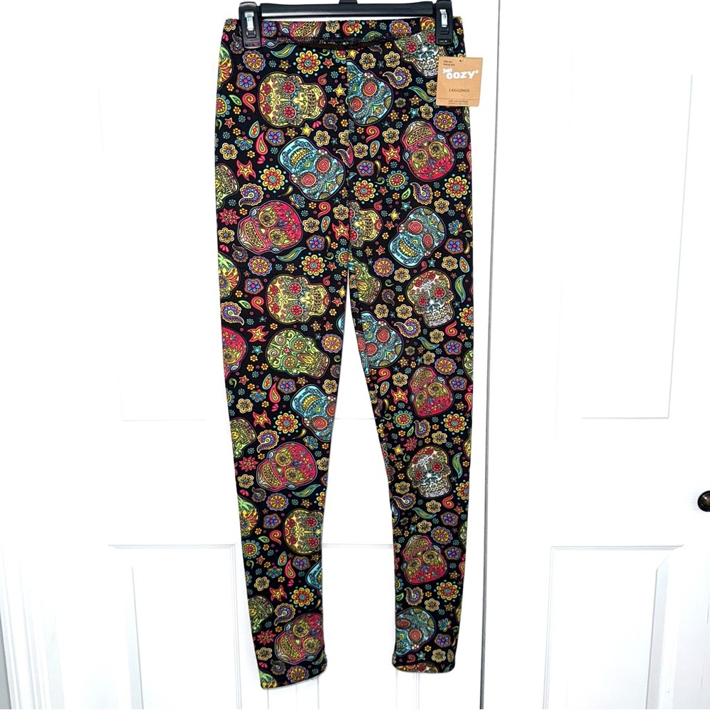 NWT Colorful Sugar‎ Skull Pattern Leggings Perfect Gift size M/L